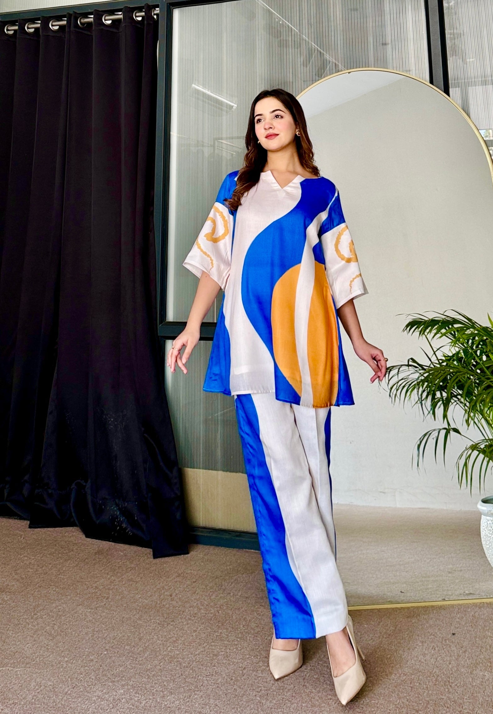 Artistic Sea Breeze - 2 PCS Kurti Set