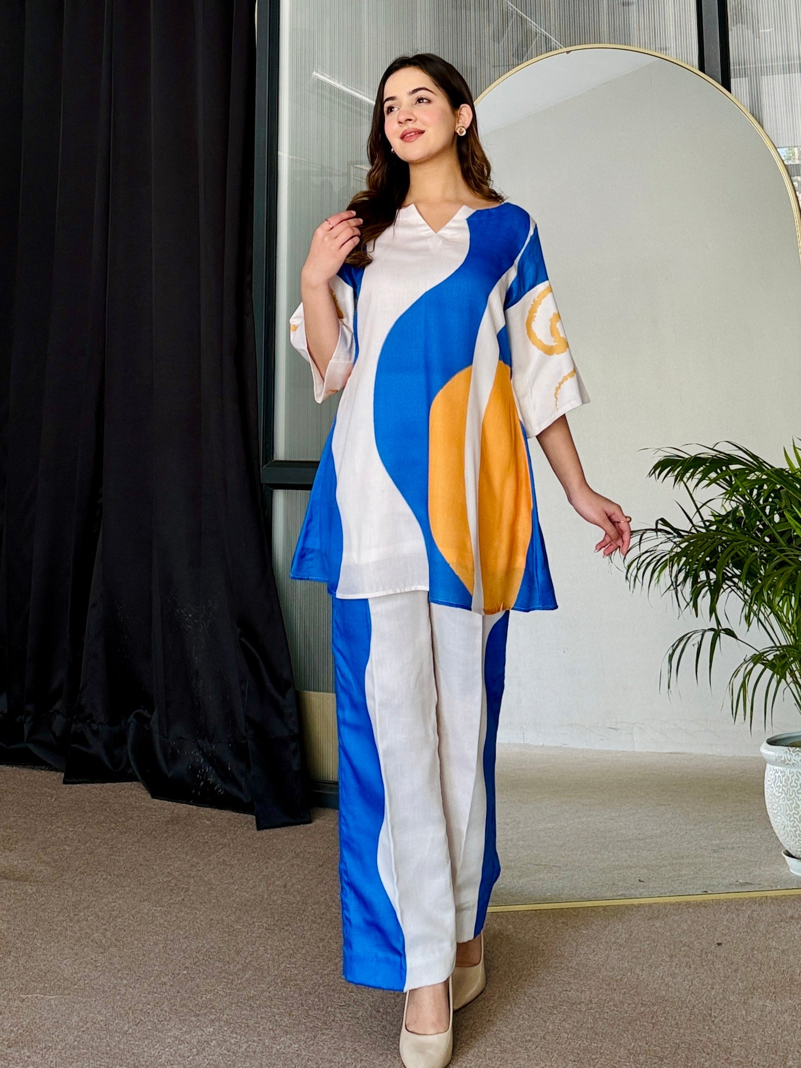 Artistic Sea Breeze - 2 PCS Kurti Set