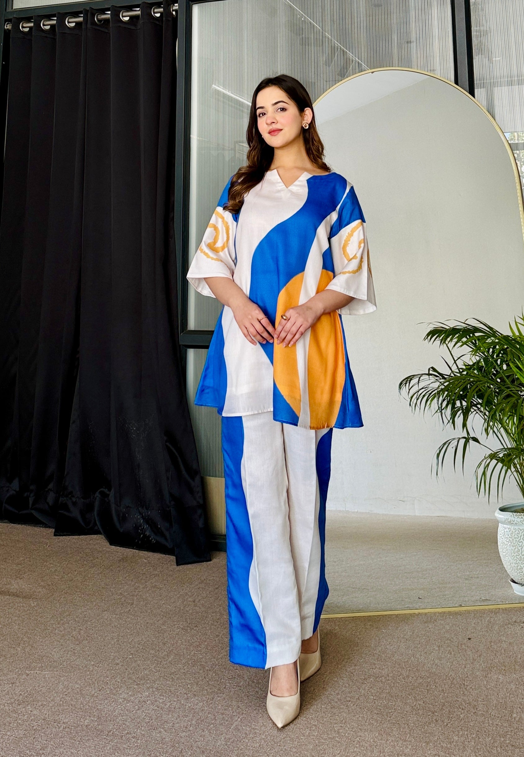 Artistic Sea Breeze - 2 PCS Kurti Set