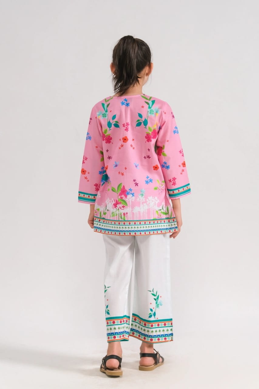 🌸🕊️ Pink Pankhuri – 2 PCS Kurti Set