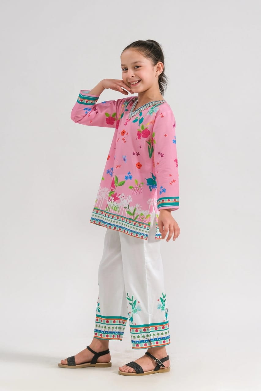 🌸🕊️ Pink Pankhuri – 2 PCS Kurti Set